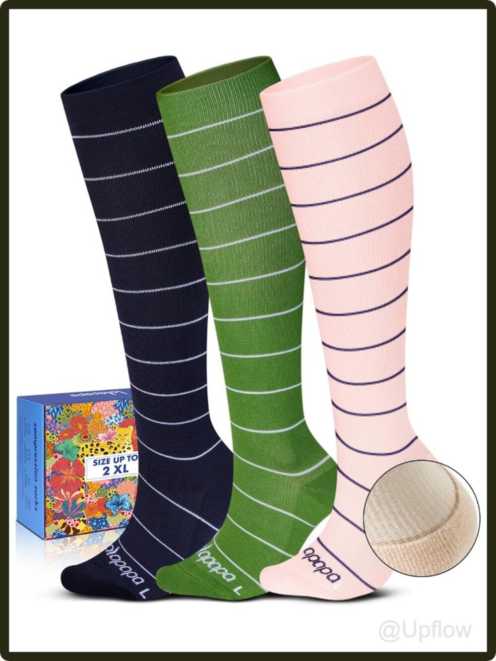 Women's Compression Knee High Socks 3 Pack 20-30 mmHg Running Hiking Gift
